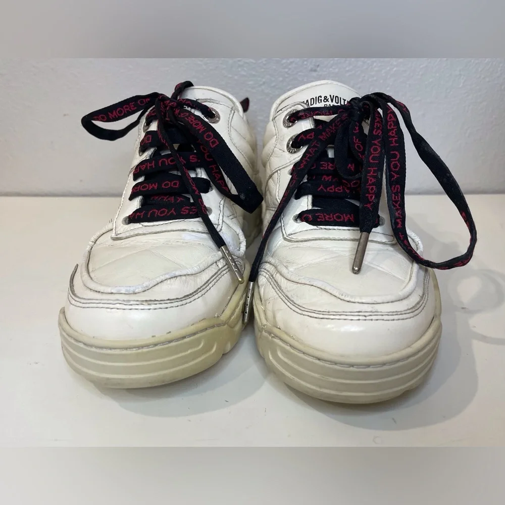 Zadig & Voltaire Women’s Blaze Stylish White Leather Sneakers Size‎ 7.5 (38)
